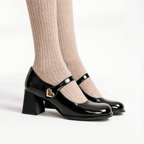 Mtvrmall - Women Buckle Decor Chunky Heeled Mary Janes
