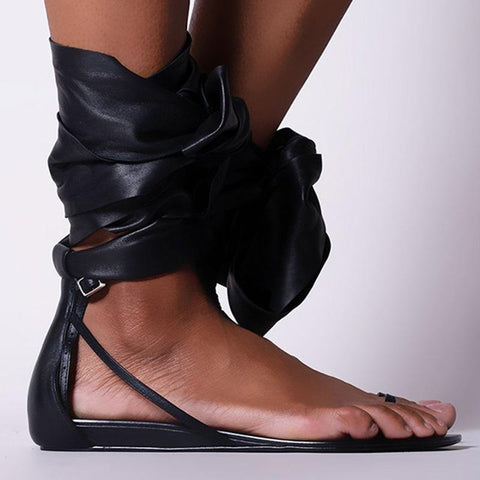 Mtvrmall - Women's Sandals Strappy Flip Flop Sandals Summer Ankle Wrap Flat Sandals