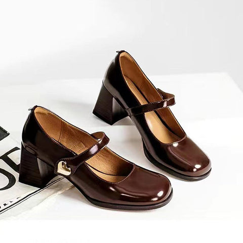 Mtvrmall - Women Buckle Decor Chunky Heeled Mary Janes