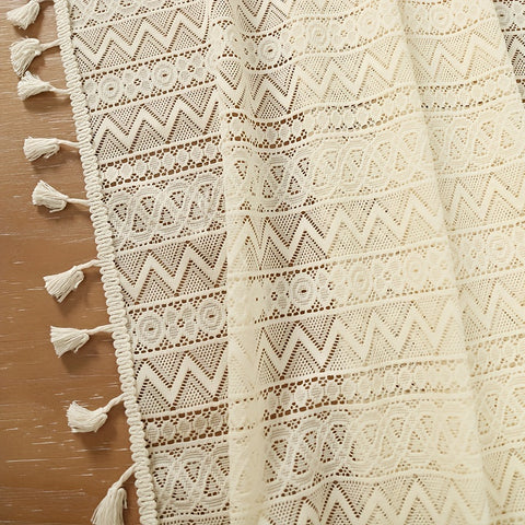 1pc Beige Crochet Tablecloth - Durable & Stylish Boho Decor - Waterproof, Oil-proof, Washable - Perfect for Picnics, Weddings, Home Dining, & More