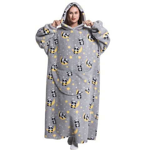 1pc Extra Long Wearable Blanket Hoodie With Sleeves - Ultra Soft, Super Warm, and Cozy Fleece Oversized Hoodie Blanket with Giant Pocket for Snuggling Up - Perfect Gift for Women, Men, and Mom