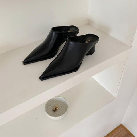 mtvrmall Fashion Women Sandals Slippers Roman Style Slides Party Pumps Thick Square Heeled Black/White Mules Shoes Pointed Toe Slides 39