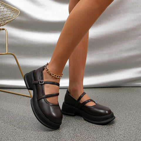 Mtvrmall - Women Daily Home Vacation Casual Sweet Round Toe Flat Mary Janes