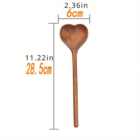 1pc Heartwood Spoon - Durable Heat-Resistant Design, Extra-Long Handle, Crack-Proof, Dishwasher Safe, BPA-Free, Versatile for Cooking, Baking & Serving, Kitchen Essential Gadget