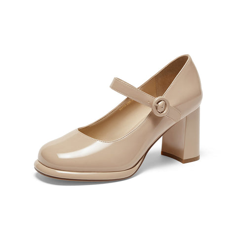 Mtvrmall - Women Basto Vintage Chunky Heel White Mary Jane