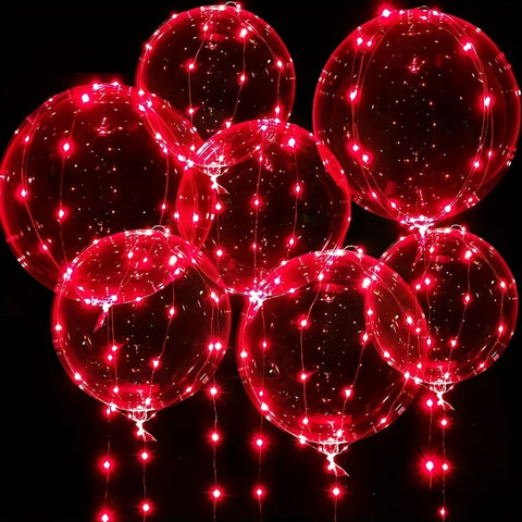 10pcs LED Luminous Balloons, 5pcs 20.0inch Bobo Balloons with 5pcs Red String Lights for Birthday, Graduation, Party, Wedding, Valentine's Day, Halloween, Christmas, Easter Gift