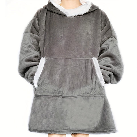 1pc Cozy Wearable Blanket Hoodie - Oversized Super Soft Warm Plush Hooded Blanket for One Size Fits All - Perfect for Snuggling Up Indoors