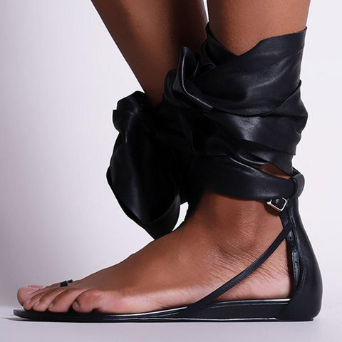 Mtvrmall - Women's Sandals Strappy Flip Flop Sandals Summer Ankle Wrap Flat Sandals