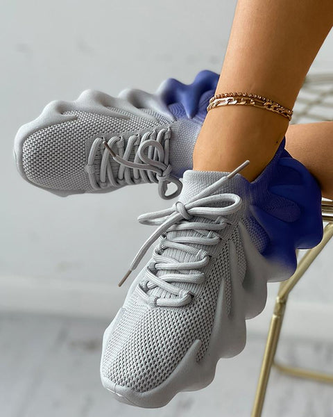 Mtvrmall - Colorblock Lace up Front Knit Sneaker
