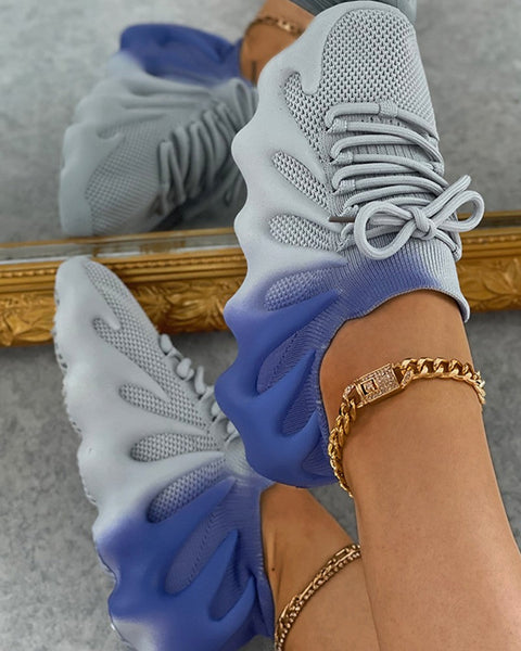 Mtvrmall - Colorblock Lace up Front Knit Sneaker