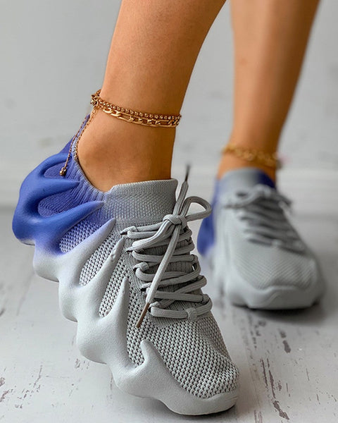 Mtvrmall - Colorblock Lace up Front Knit Sneaker