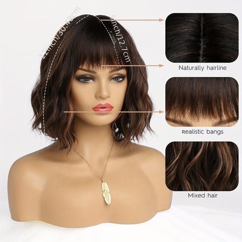 12 Chic Short Curly Ombre Black to Silver Synthetic Wig - Transformative Womens Hairpiece for Everyday & Cosplay Glam