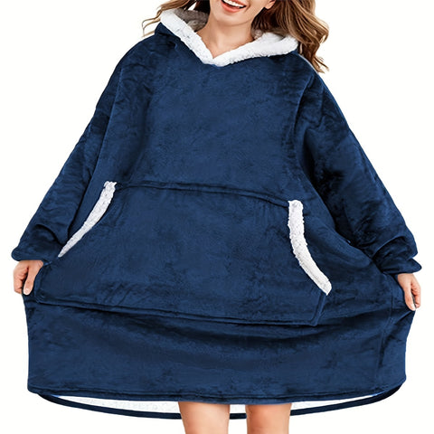 1pc Cozy Wearable Blanket Hoodie - Oversized Super Soft Warm Plush Hooded Blanket for One Size Fits All - Perfect for Snuggling Up Indoors