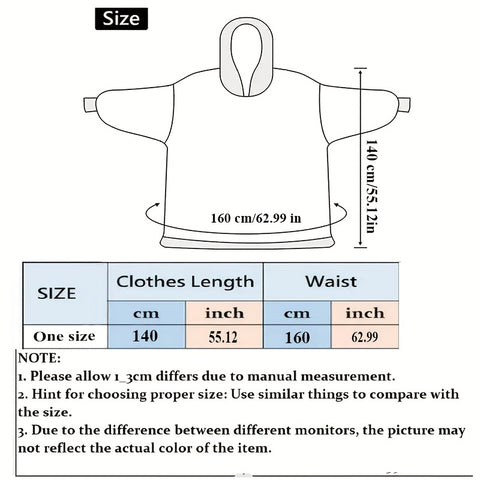 1pc Hoodie Wearable Blanket For Women Men, Oversized Blanket Sweatshirt Super Soft Warm Comfortable Wearable Blanket Hoodie For Adults With Big Pocket