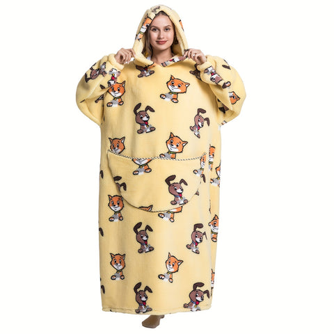 1pc Extra Long Wearable Blanket Hoodie With Sleeves - Ultra Soft, Super Warm, and Cozy Fleece Oversized Hoodie Blanket with Giant Pocket for Snuggling Up - Perfect Gift for Women, Men, and Mom