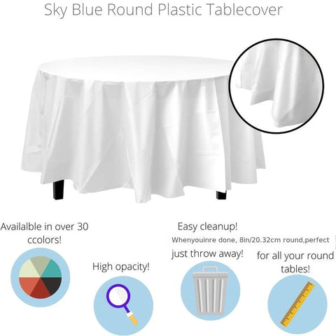 1pc Premium Round Table Cover, 84in Diameter, Durable Plastic Tablecloth for Easy Cleanup