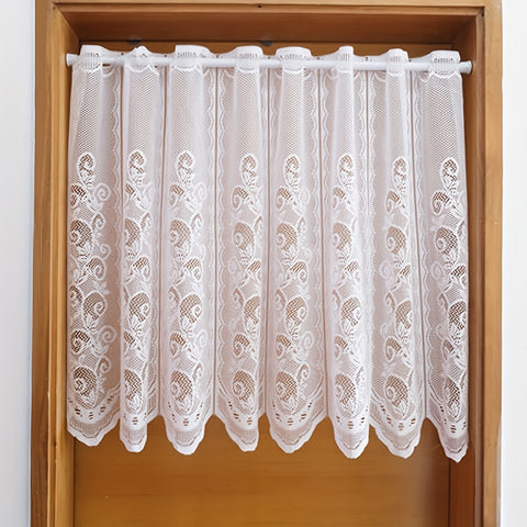 1pc Delicate White Lace Small Flower Curtain - Tier Curtains for Kitchen, Restaurant, Cafe, Window, Home Decor - Simple, Elegant, and Versatile Decoration Solution