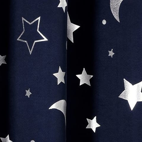 1-Panel Silvery Star Moon Pattern Blackout Curtain - Panels for Living Room, Bedroom, Kitchen, Bathroom - Stylish Room Decor, Home Decor, Light Blocking, Thermal Insulation, and Privacy Protection