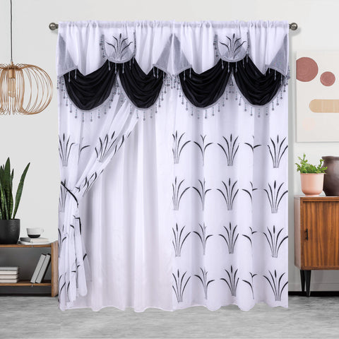 1pc Embroidered Double Layer Curtain - Enhance Home Decor with Thermal Insulation, Light Blocking, and Privacy - Suitable for Living Room, Bedroom, 52X84in