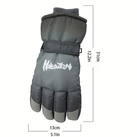 1pair Touch Screen Skiing Gloves - Gradient Color Design, Thickened Inner - Windproof Waterproof Touch Screen Gloves