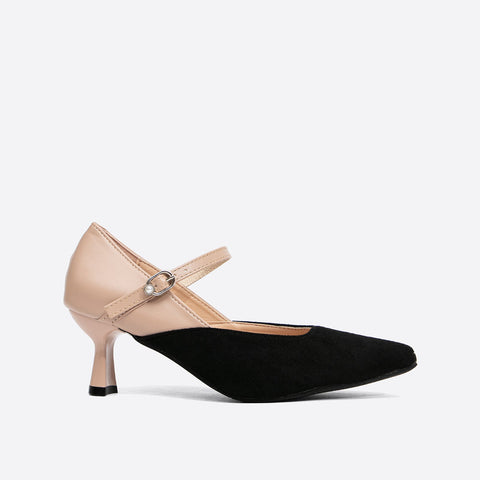 Mtvrmall - Women Point Toe Two Tone Heeled Mary Janes