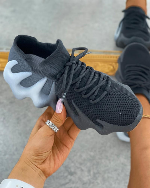 Mtvrmall - Colorblock Lace up Front Knit Sneaker