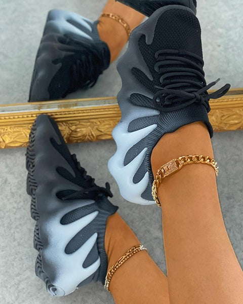 Mtvrmall - Colorblock Lace up Front Knit Sneaker