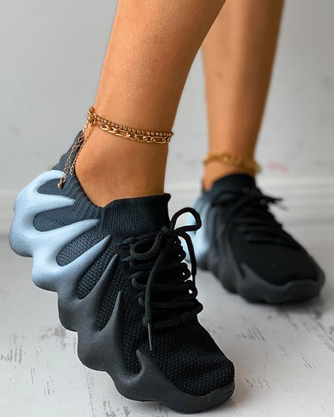 Mtvrmall - Colorblock Lace up Front Knit Sneaker