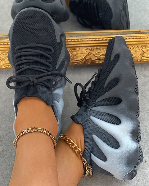 Mtvrmall - Colorblock Lace up Front Knit Sneaker