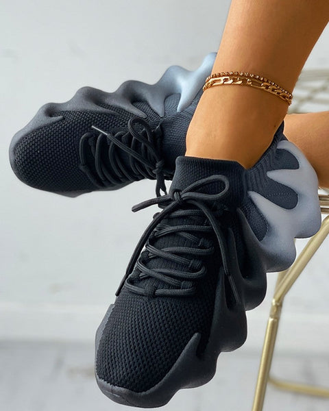 Mtvrmall - Colorblock Lace up Front Knit Sneaker
