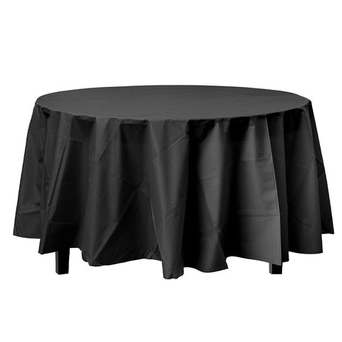 1pc Premium Round Table Cover, 84in Diameter, Durable Plastic Tablecloth for Easy Cleanup