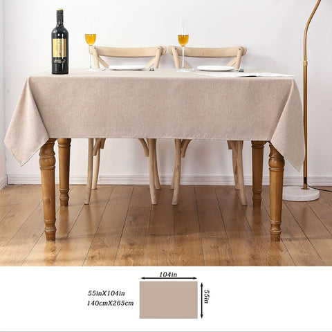 1pc Khaki Rectangular Polyester Fabric Tablecloth - Waterproof, Spill Resistant, Wrinkle-Free Tablecloths for Halloween, Thanksgiving, Party, Restaurant Decoration - Easy Care, Durable, and Versatile