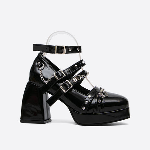 Mtvrmall - Women Metal Chain Rivets Mary Janes