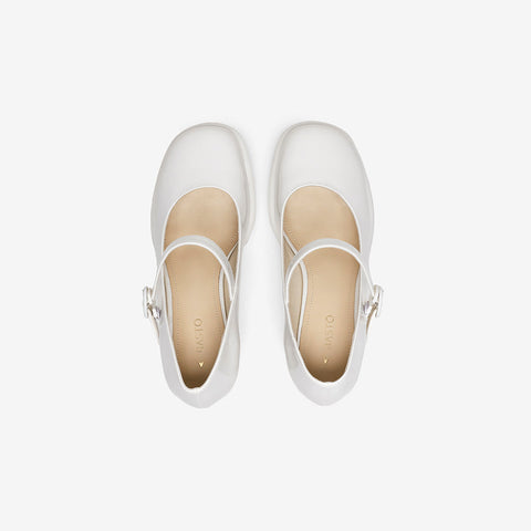 Mtvrmall - Women Basto Vintage Chunky Heel White Mary Jane