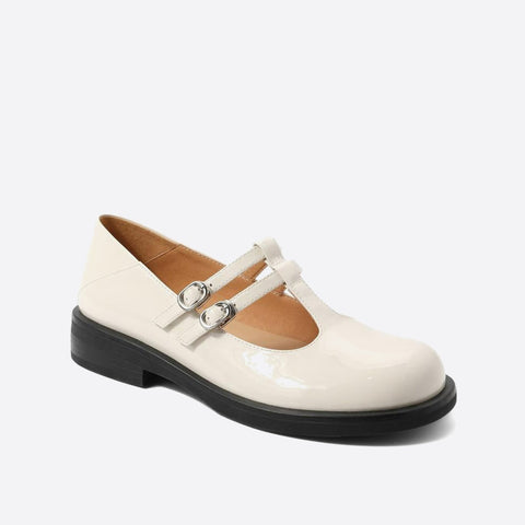 Mtvrmall - Women Cutout Leather Retro Mary Janes