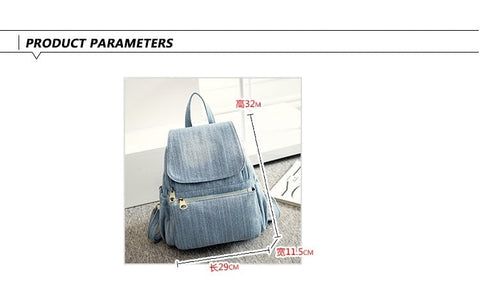 Casual Denim women backpack large Capacity High Quality Canvas Jeans Student Schoolbag Travel Knapsack Rucksack Mochila blue