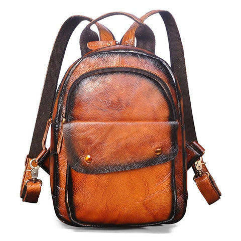 mtvrmall Unisex Original Leather Fashion Travel College School Book Bag Female Women Ladies Backpack Student 12" Chest Sling Bag