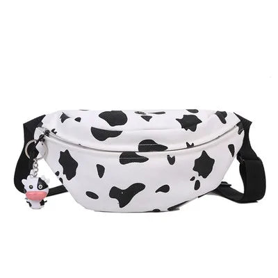 mtvrmall woman chest bag Korea INS cow canvas small messenger bag Japanese Harajuku style wild girl cute student chest bag Female pockets