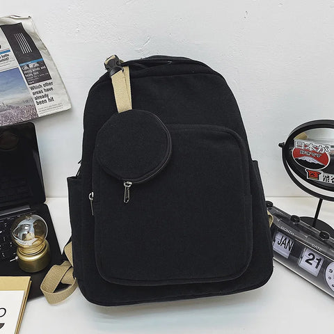 mtvrmall New Green Leisure Canvas Backpack Teen College Student Book Bag Boy Travel Rucksack Fashion Women's School Bag Female Packet