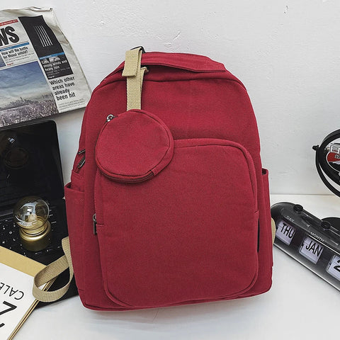 mtvrmall New Green Leisure Canvas Backpack Teen College Student Book Bag Boy Travel Rucksack Fashion Women's School Bag Female Packet
