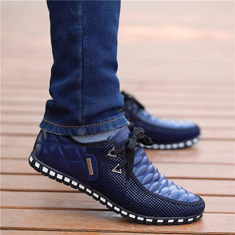 Mtvrmall - Men Leather Shoes Autumn Men's Casual Shoes Breathable Light Weight White Sneakers Driving Shoes Pointed Toe Business Men Shoes