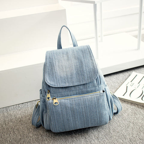Casual Denim women backpack large Capacity High Quality Canvas Jeans Student Schoolbag Travel Knapsack Rucksack Mochila blue