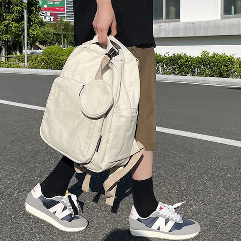 mtvrmall New Green Leisure Canvas Backpack Teen College Student Book Bag Boy Travel Rucksack Fashion Women's School Bag Female Packet