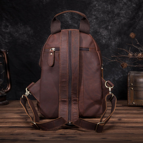 mtvrmall Unisex Original Leather Fashion Travel College School Book Bag Female Women Ladies Backpack Student 12" Chest Sling Bag