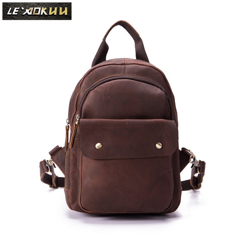 mtvrmall Unisex Original Leather Fashion Travel College School Book Bag Female Women Ladies Backpack Student 12" Chest Sling Bag