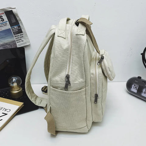 mtvrmall New Green Leisure Canvas Backpack Teen College Student Book Bag Boy Travel Rucksack Fashion Women's School Bag Female Packet