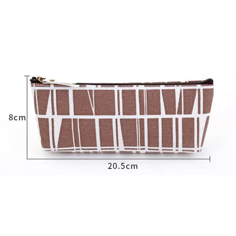 mtvrmall Canvas Geometric Pencil Bag Case School Simple Striped Grid Solid Color Cute Pencil Bag Case Pouch Office Students Supplies SAL