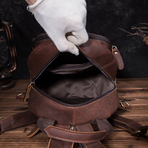 mtvrmall Unisex Original Leather Fashion Travel College School Book Bag Female Women Ladies Backpack Student 12" Chest Sling Bag