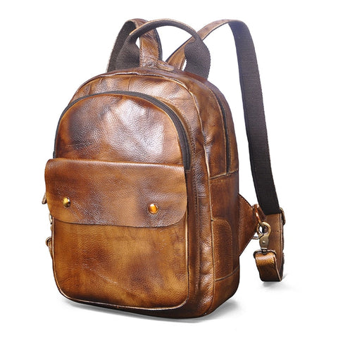 mtvrmall Unisex Original Leather Fashion Travel College School Book Bag Female Women Ladies Backpack Student 12" Chest Sling Bag