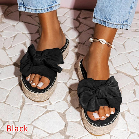 mtvrmall - Women's Sandals Summer Solid Women Shoes Bow Sandal Slipper Indoor Outdoor Flip-flops Beach Shoes Female Slippers Plus Size